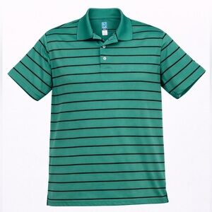 PGA Tour Men's AirFlux Pro Golf Polo Rugby Green Striped Licensed Size Large‌